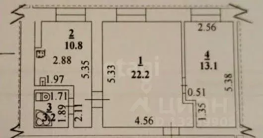 2-к кв. Липецкая область, Лебедянь Первомайская ул., 13 (49.3 м) - Фото 1