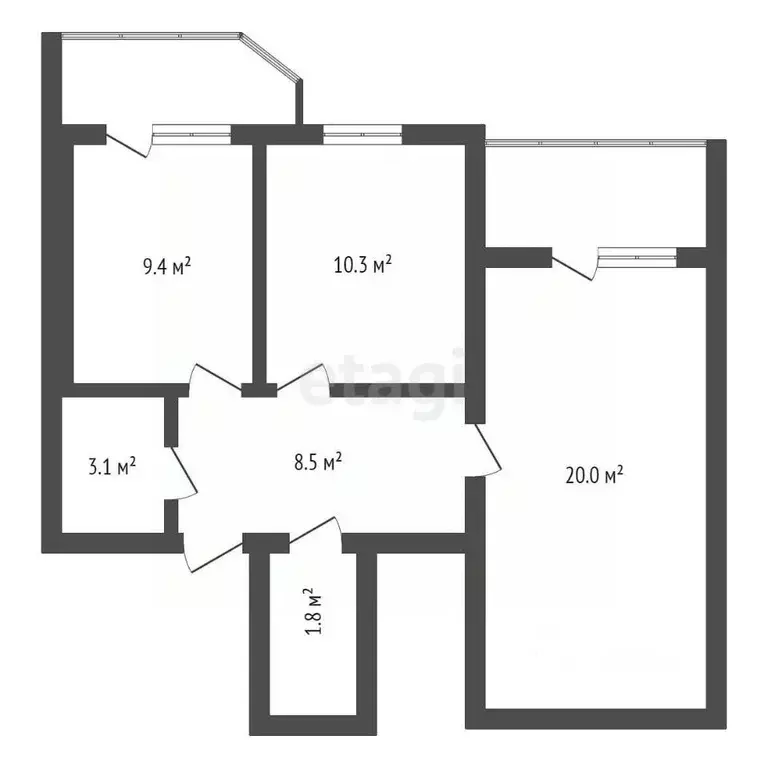 2-к кв. Воронежская область, Семилуки ул. Чапаева, 68 (68.0 м) - Фото 2