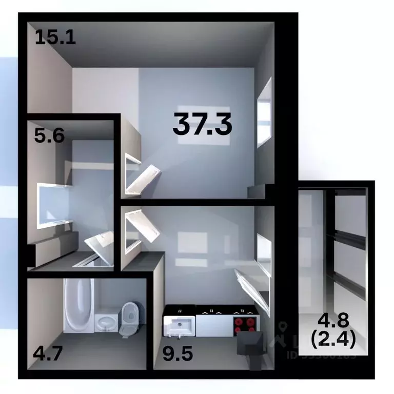 1-к кв. Псковская область, Псков Пароменская ул., 28 (37.3 м) - Фото 1