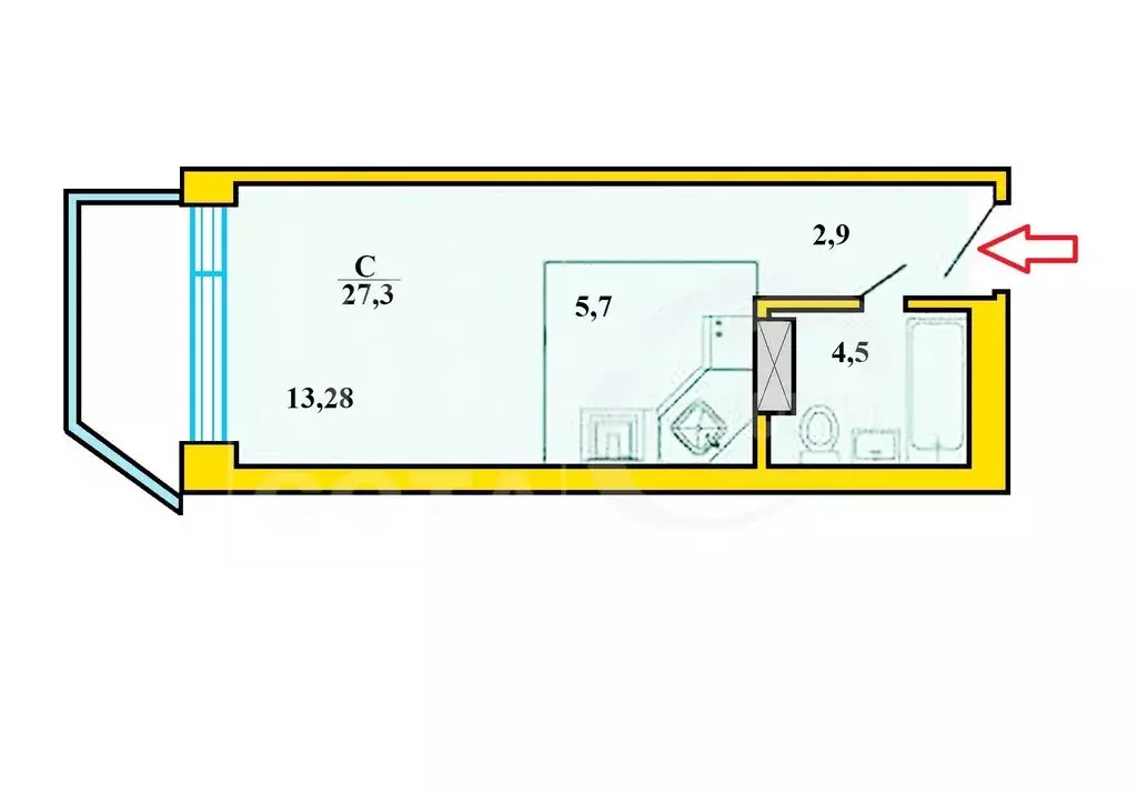 Квартира-студия: Воронеж, Острогожская улица, 168С (27.3 м) - Фото 0