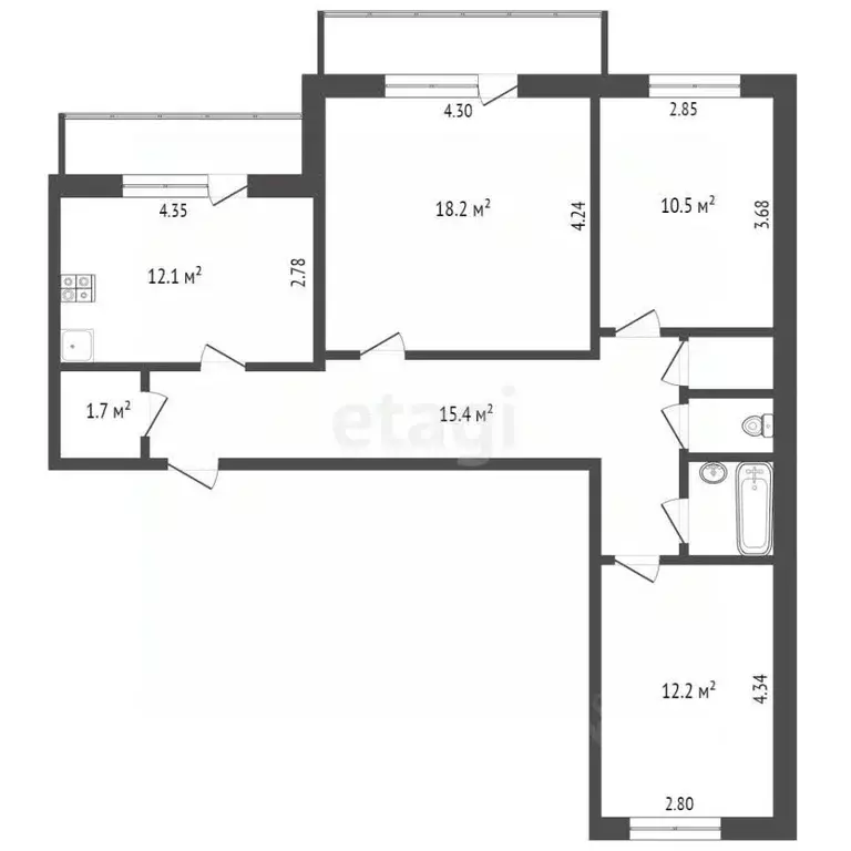 3-к кв. Омская область, Омск ул. 20 лет РККА, 63к1 (77.3 м) - Фото 1