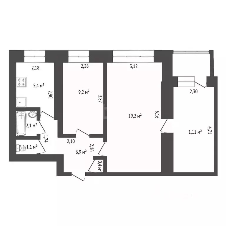 3-к кв. Башкортостан, Уфа ул. Рихарда Зорге, 54 (55.4 м) - Фото 1