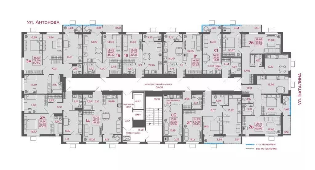 2-к кв. Пензенская область, Пенза ул. Баталина, 31 (63.96 м) - Фото 2