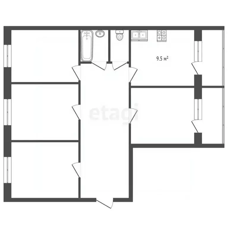 4-к кв. Смоленская область, Смоленск Кловская ул., 58 (78.0 м) - Фото 2