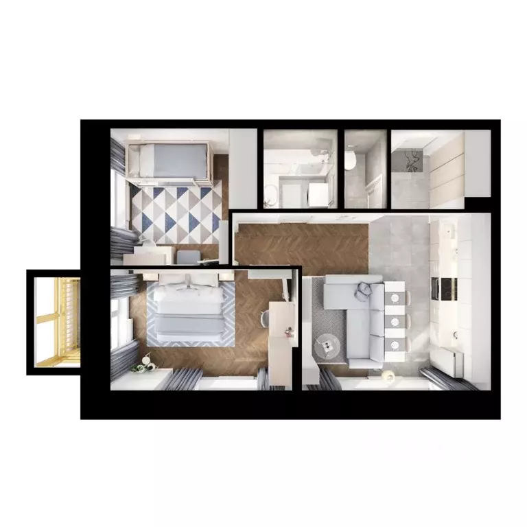 2-к кв. Татарстан, Казань Нокса Парк жилой комплекс, 8 (53.0 м) - Фото 1