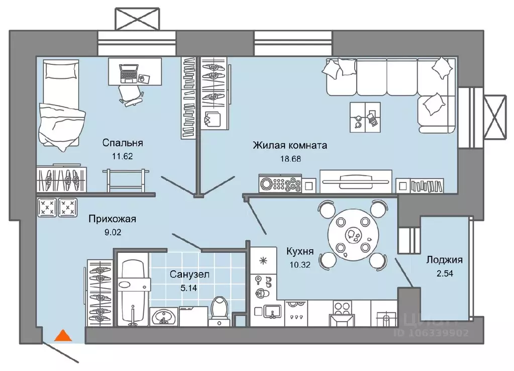 2-к кв. Ульяновская область, Ульяновск Новый Город мкр, 7-й кв-л, ... - Фото 0