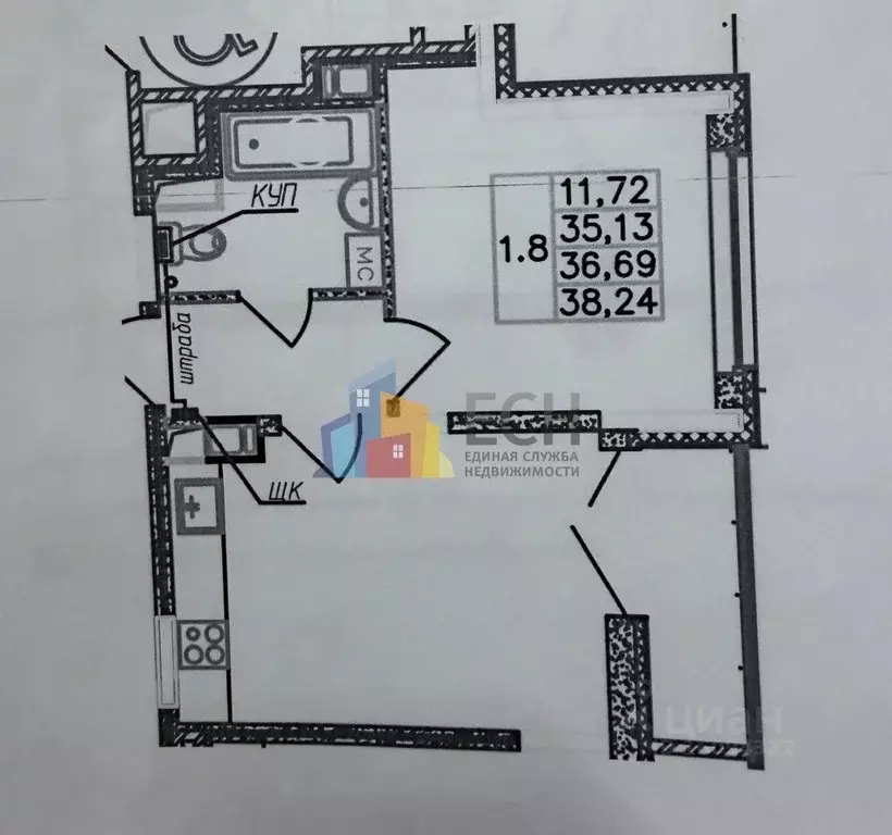 1-к кв. Тульская область, Тула городской округ, пос. Петровский проезд ... - Фото 2