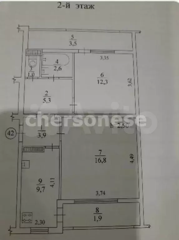 2-к. квартира, 57 м, 2/10 эт. - Фото 0