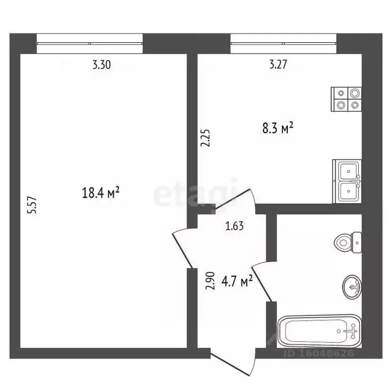 2-к кв. Московская область, Яхрома Дмитровский муниципальный округ, ... - Фото 1