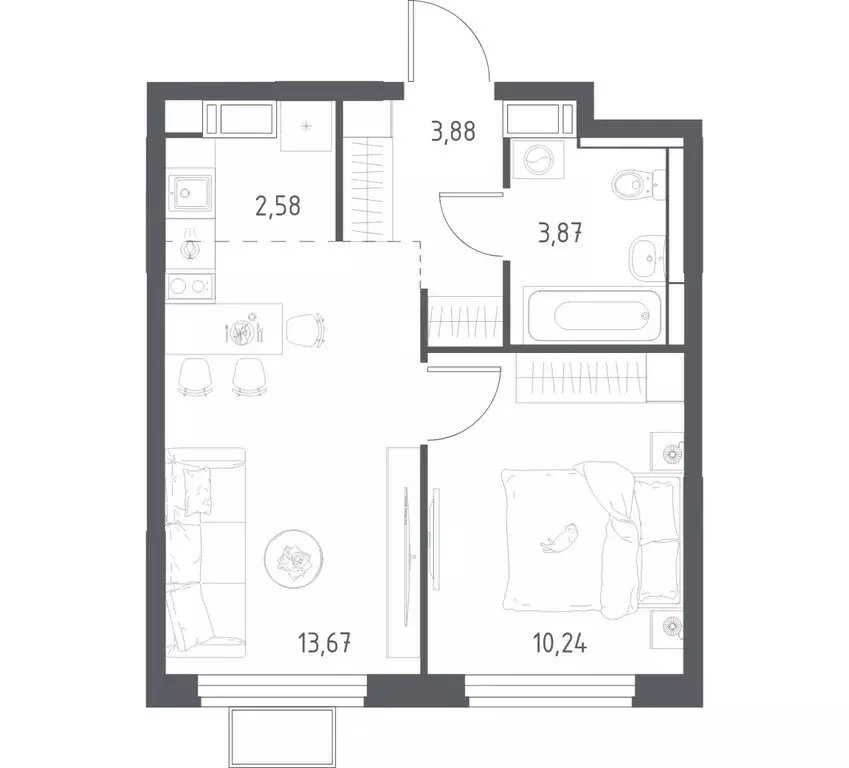 1-комнатная квартира: село Ям, улица Мезенцева, 20 (33.7 м) - Фото 1