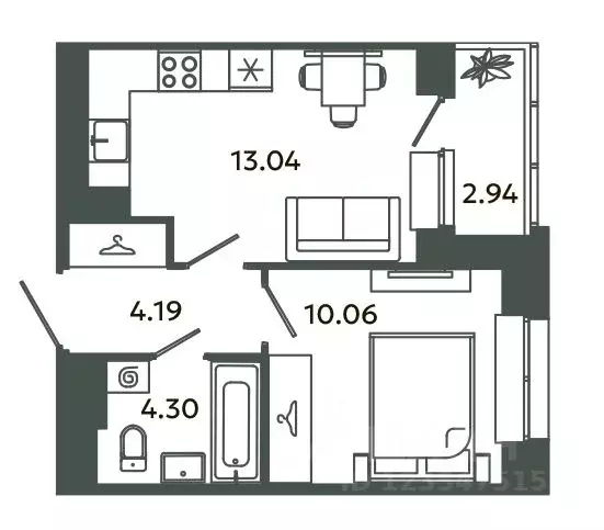1-к кв. Ленинградская область, Ломоносовский район, Аннинское ... - Фото 1