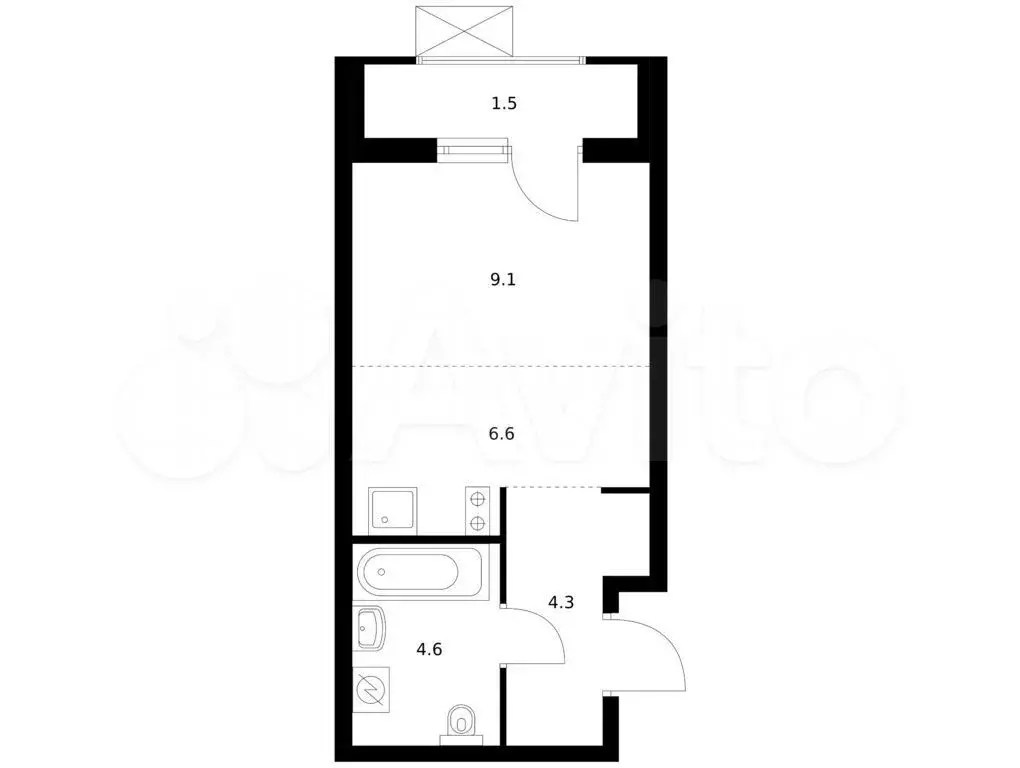 Квартира-студия, 26,1 м, 24/29 эт. - Фото 0