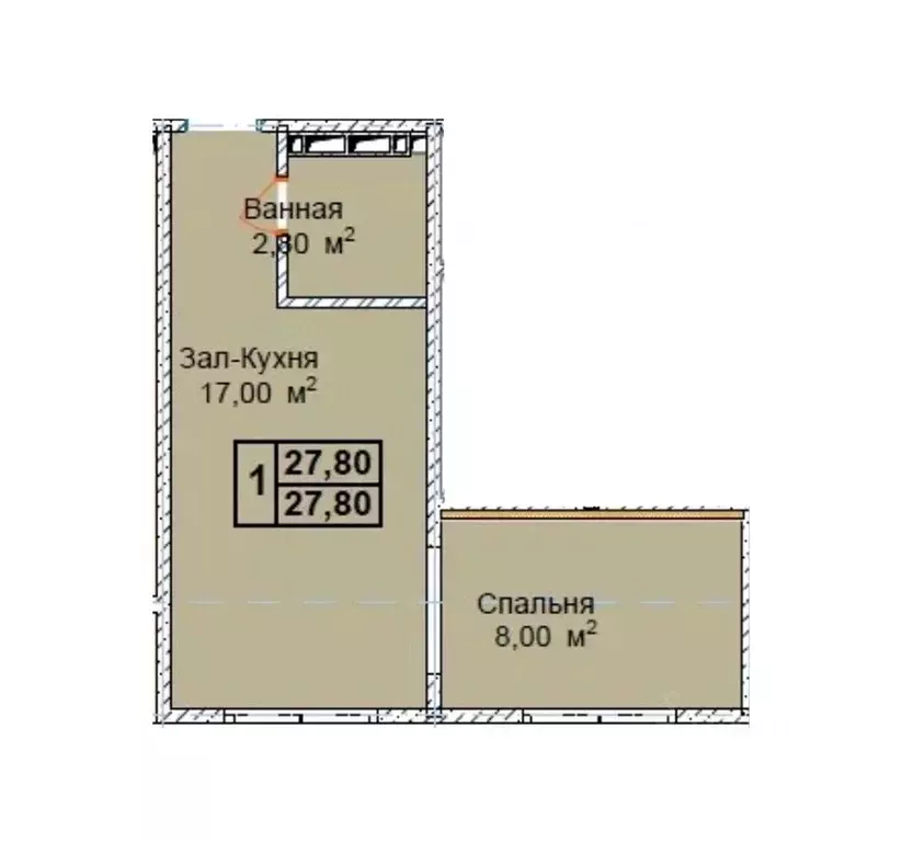 1-к кв. Чеченская республика, Грозный пос. Строителей,  (27.8 м) - Фото 1