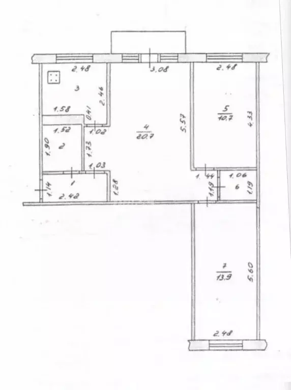 3-к кв. Чувашия, Новочебоксарск Комсомольская ул., 7 (57.8 м) - Фото 0