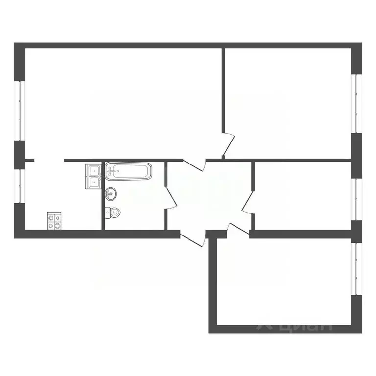 4-к кв. Санкт-Петербург Краснопутиловская ул., 103 (48.0 м) - Фото 1