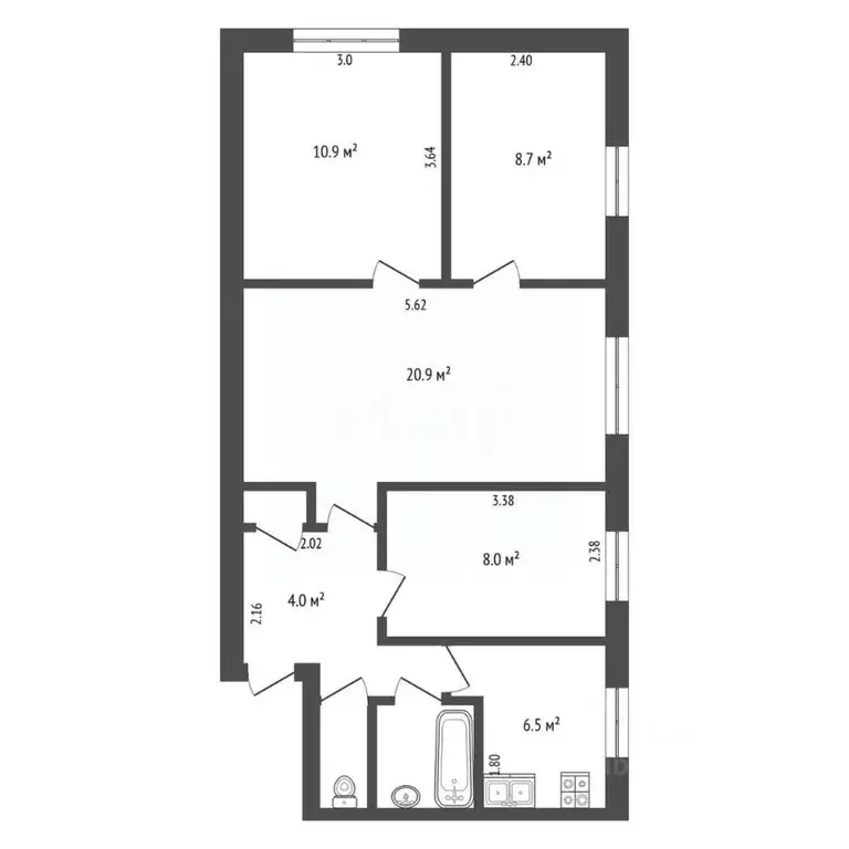 4-к кв. Башкортостан, Стерлитамак ул. Худайбердина, 153 (62.0 м) - Фото 1
