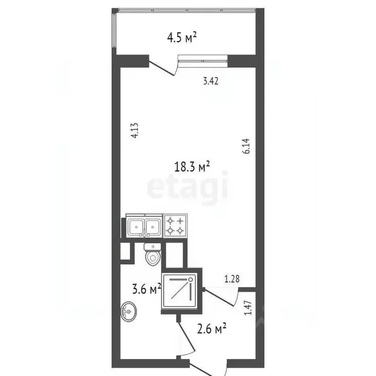 Студия Санкт-Петербург просп. Ветеранов, 169к1 (24.5 м) - Фото 0