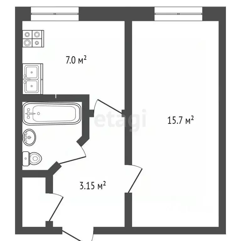 1-к кв. Оренбургская область, Оренбург Центральная ул., 23 (30.0 м) - Фото 0