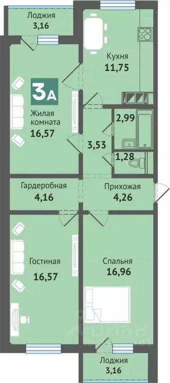 3-к кв. Марий Эл, Медведево городское поселение, Медведево пгт ул. ... - Фото 1