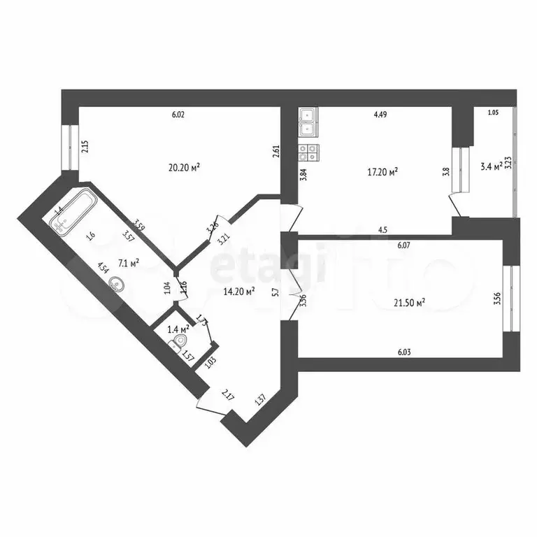 2-к. квартира, 81,6 м, 8/9 эт. - Фото 0