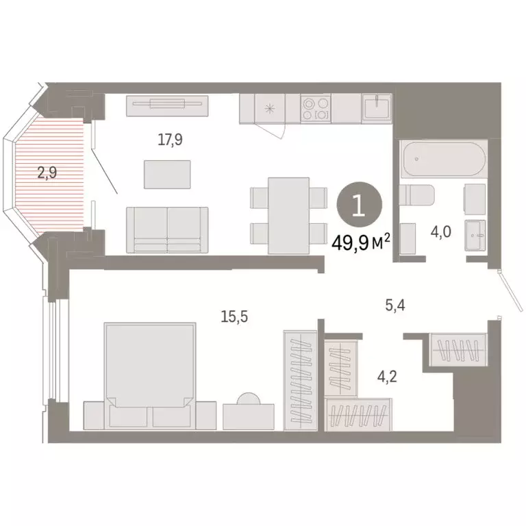 1-комнатная квартира: Екатеринбург, жилой район Вокзальный, улица ... - Фото 2