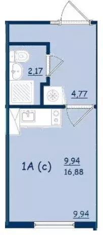 Студия Тверская область, Тверь ул. Медовая, 9к4 (17.0 м) - Фото 2