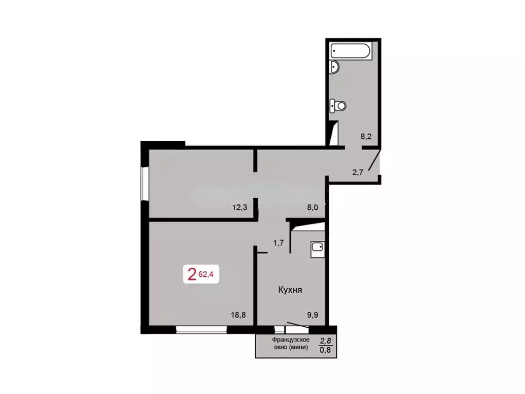 2-к кв. Красноярский край, Красноярск ул. Кутузова, 2 ст5 (62.4 м) - Фото 1