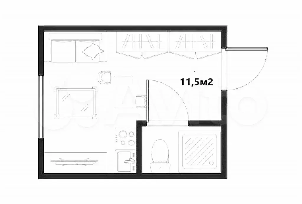 Квартира-студия, 11,5 м, 1/9 эт. - Фото 0