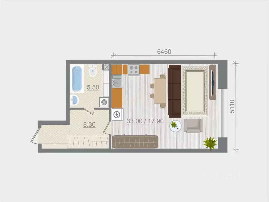 1-к кв. Ленинградская область, Ломоносовский район, Горбунковское ... - Фото 1