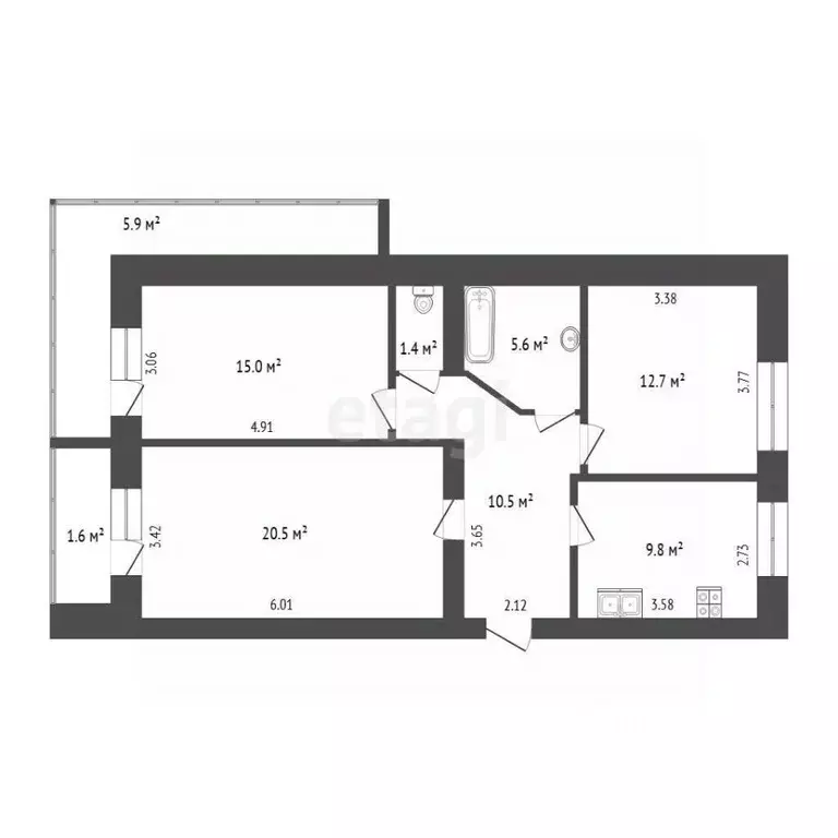 3-к кв. Еврейская автономная область, Биробиджан Пионерская ул., 92 ... - Фото 2