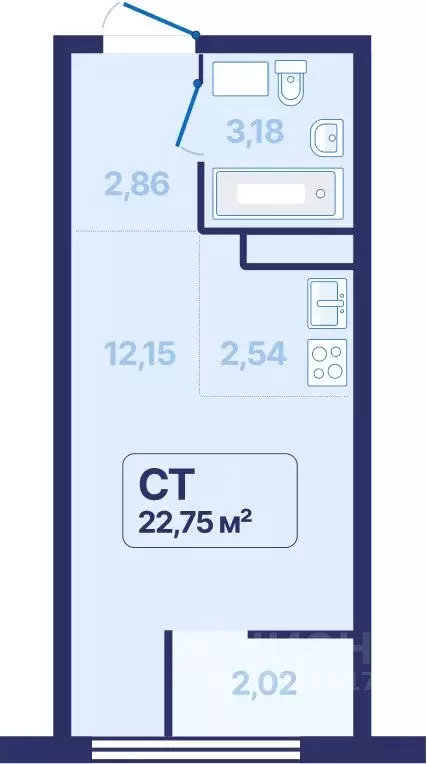 Студия Свердловская область, Екатеринбург просп. Космонавтов, 9 (22.75 ... - Фото 1