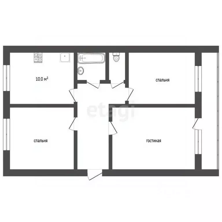 3-к кв. Тюменская область, Тюмень ул. Шишкова, 82а (61.2 м) - Фото 1