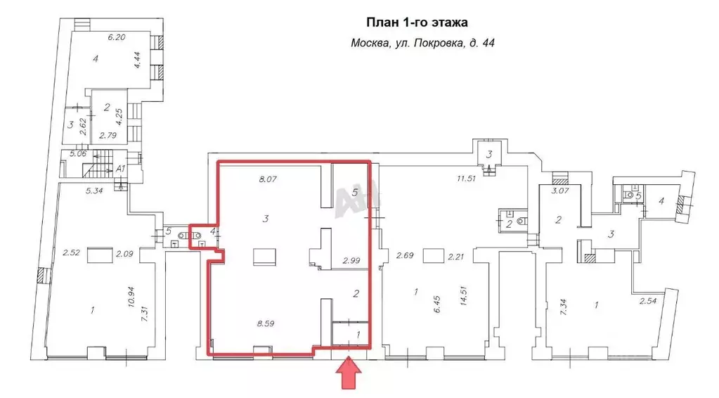 Торговая площадь в Москва ул. Покровка, 44 (162 м) - Фото 1