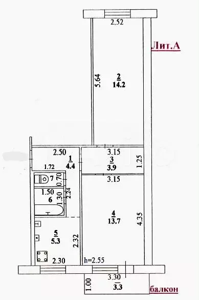 2-к. квартира, 44,4 м, 2/3 эт. - Фото 0