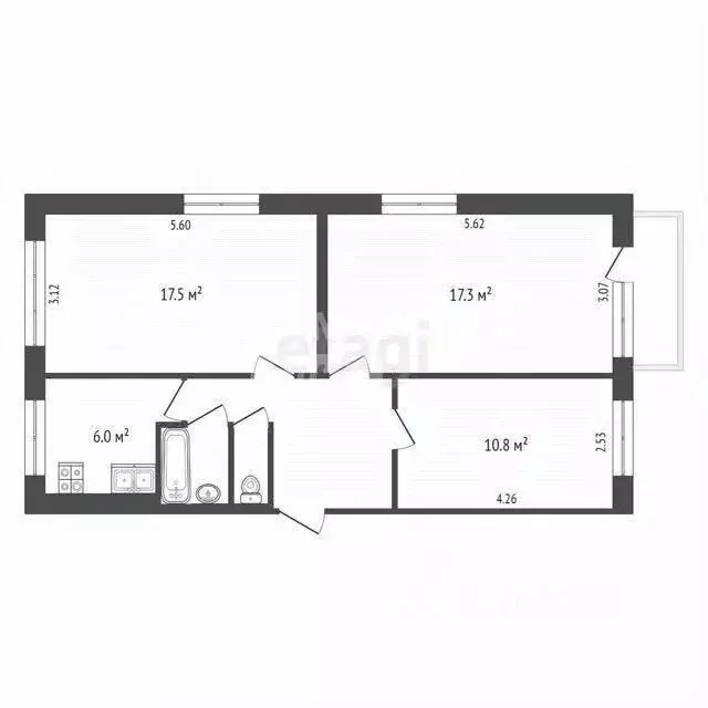 3-к кв. Ханты-Мансийский АО, Сургут ул. Энергетиков, 33 (62.0 м) - Фото 1