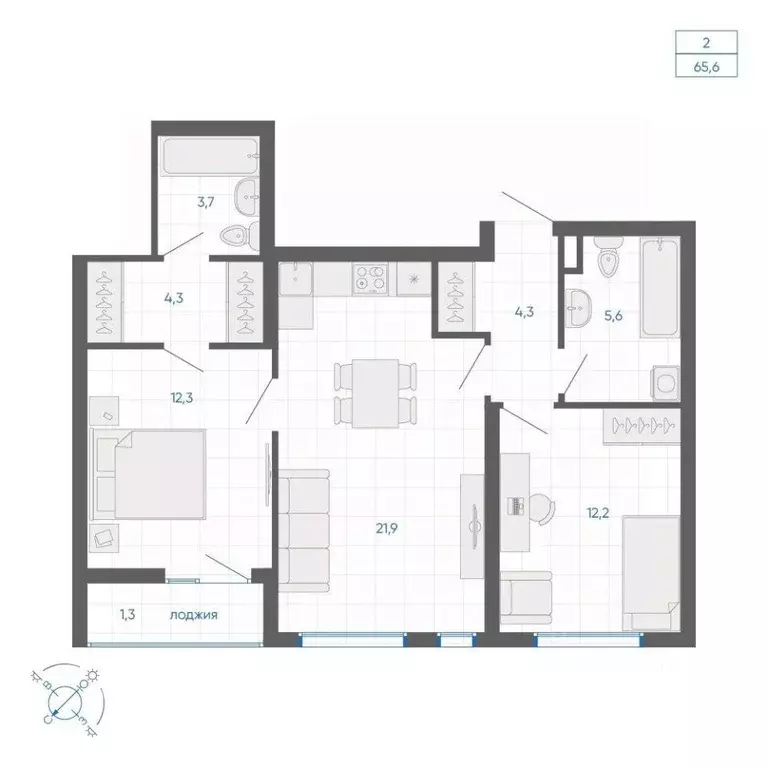 2-к кв. Свердловская область, Екатеринбург Академический мкр, 12-й ... - Фото 1