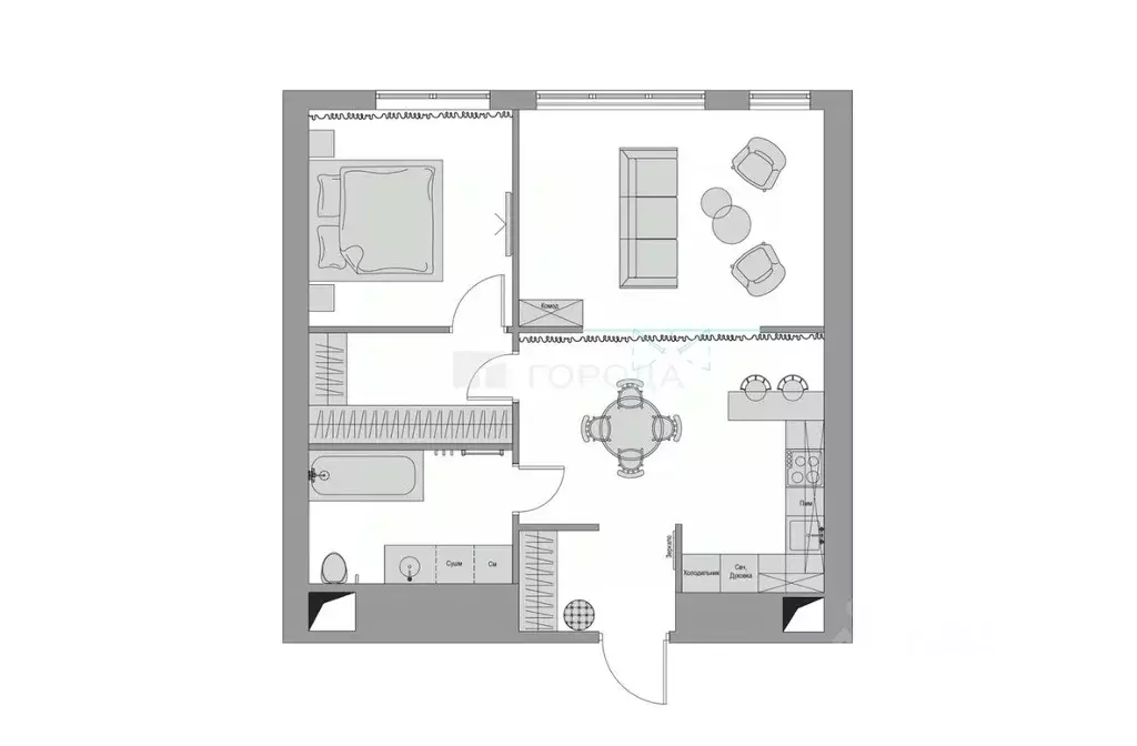 2-к кв. Алтайский край, Барнаул Красноармейский просп., 57 (60.0 м) - Фото 2