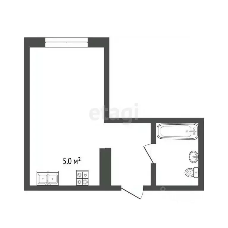 Студия Тюменская область, Тюмень ул. Стройотрядовская, 14 (25.7 м) - Фото 2