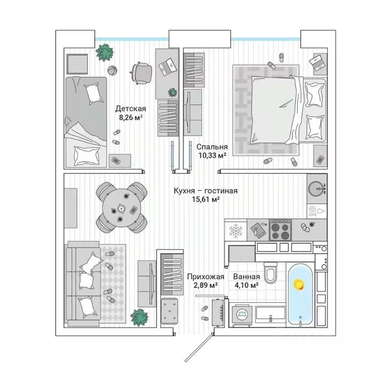 2-к кв. Приморский край, Владивосток Гринвуд жилой комплекс (42.5 м) - Фото 1