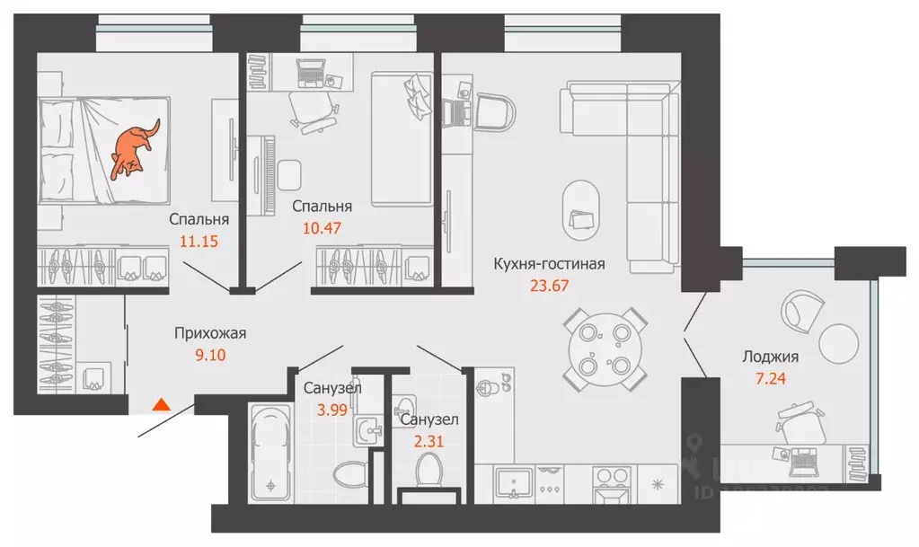 3-к кв. Кировская область, Киров Новый мкр,  (64.0 м) - Фото 0