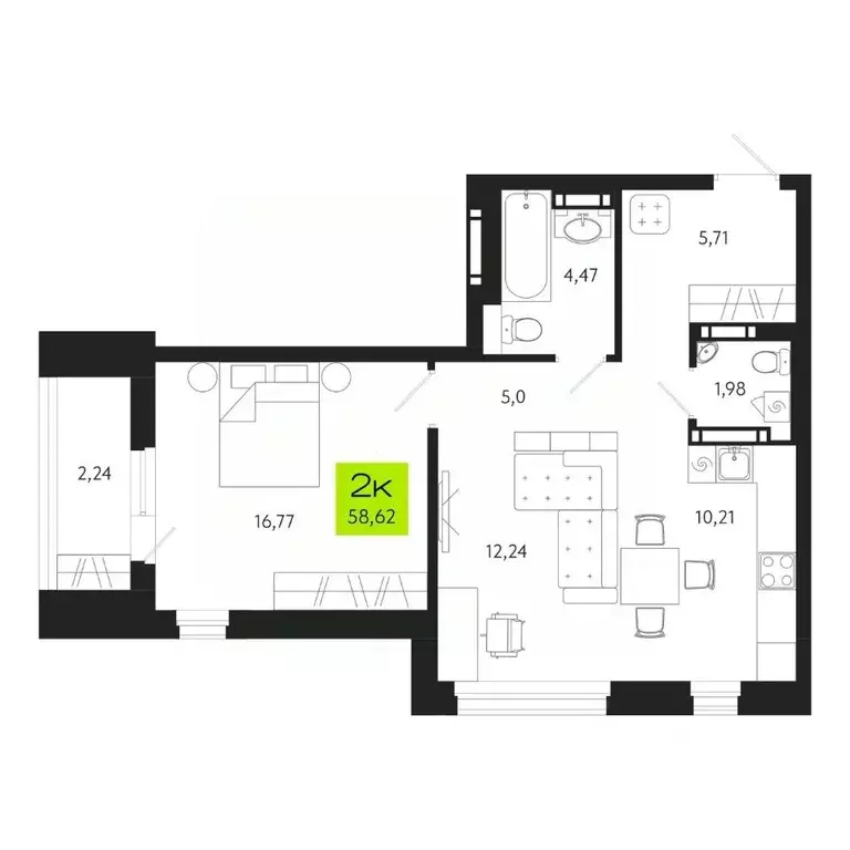 2-к кв. Томская область, Томск Уютный жилой квартал, ул. Маяковского, ... - Фото 1