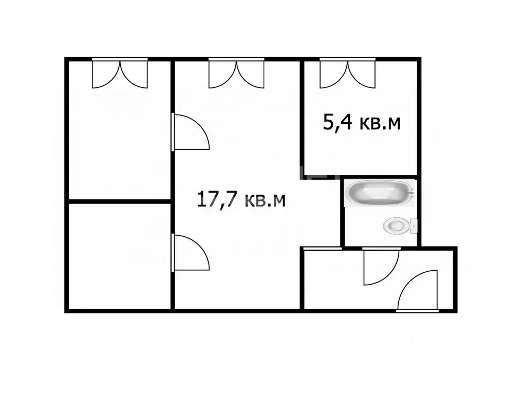 3-к кв. Томская область, Томск просп. Ленина, 202 (43.4 м) - Фото 1