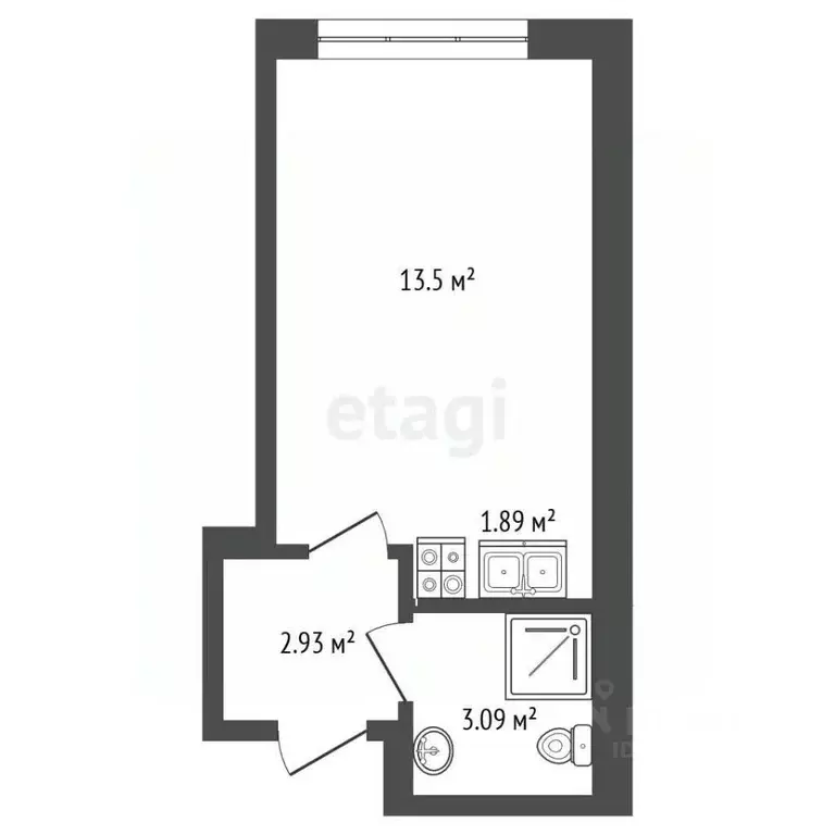 Студия Московская область, Балашиха ул. Яганова, 8 (21.3 м) - Фото 2