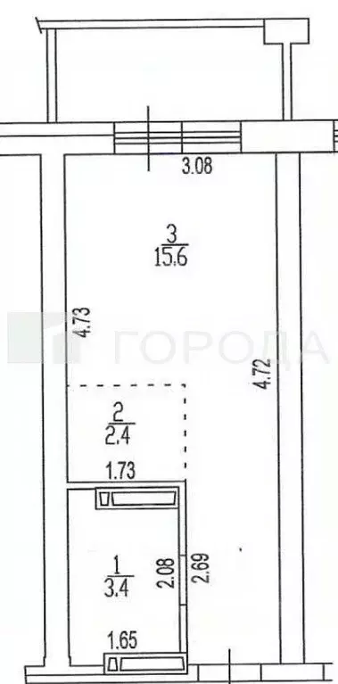 Студия Алтайский край, Барнаул просп. Строителей, 18 (21.4 м) - Фото 2