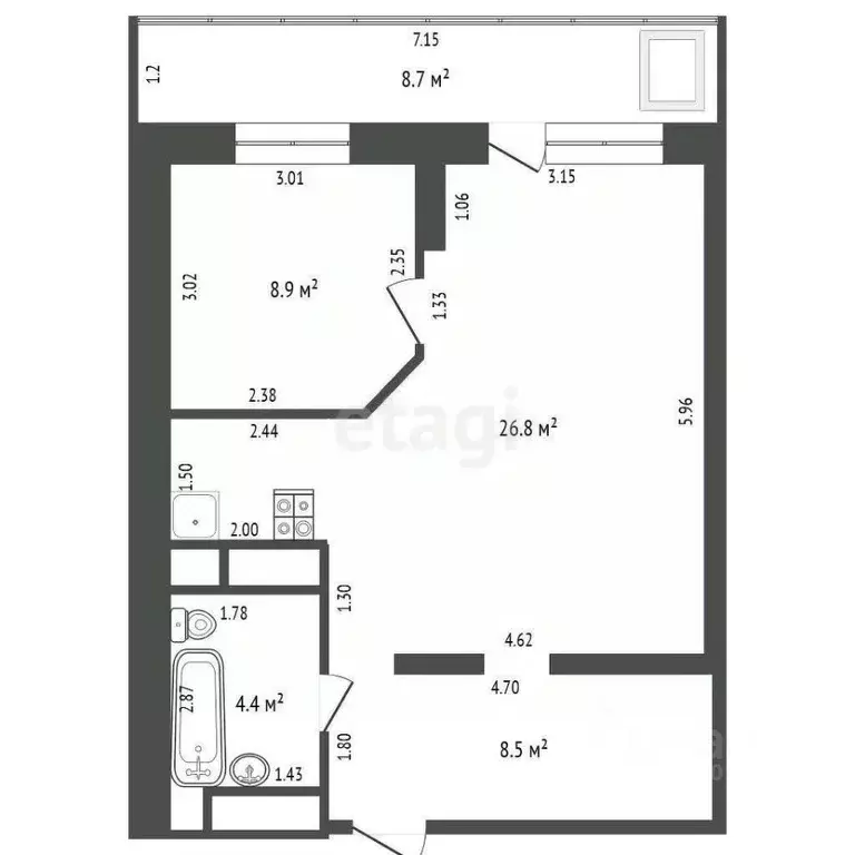1-к кв. Самарская область, Самара ул. Советской Армии, 238а (60.7 м) - Фото 2