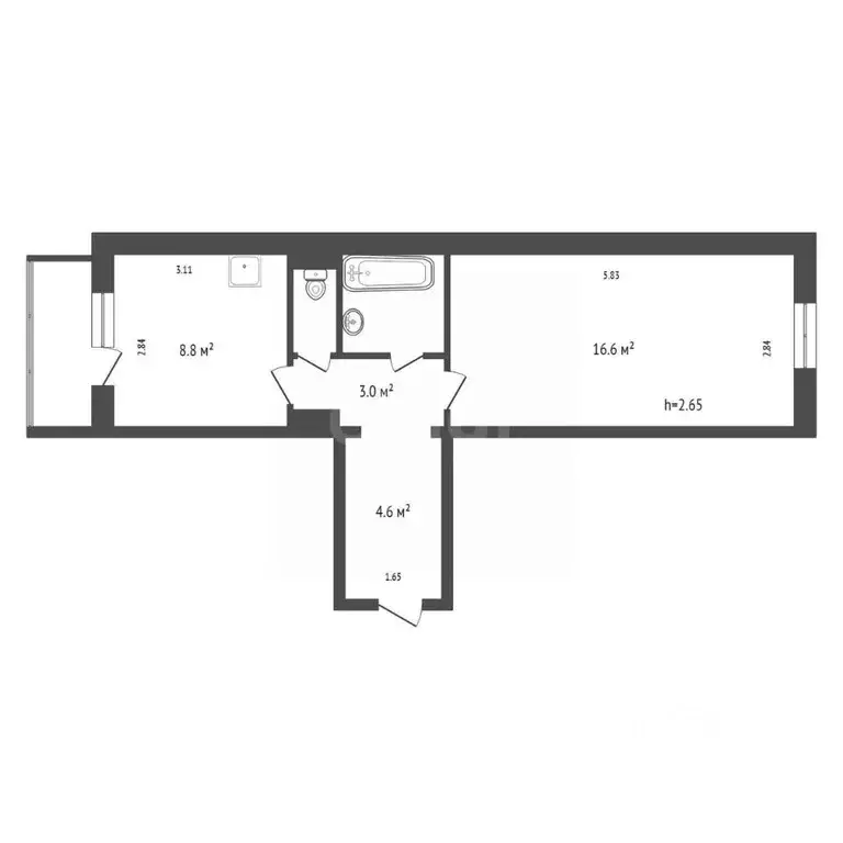1-к кв. Красноярский край, Красноярск ул. Чернышевского, 114 (36.4 м) - Фото 2