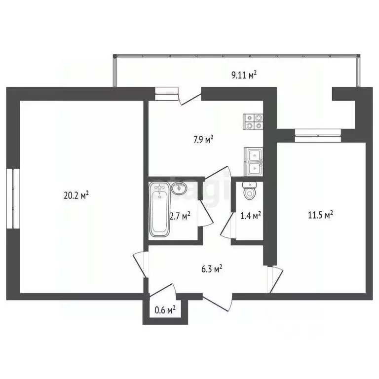 2-к кв. Крым, Феодосия ул. Челнокова, 76А (50.6 м) - Фото 2