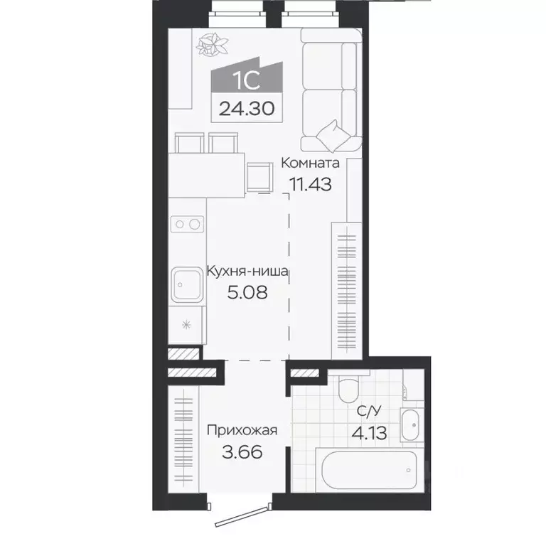 1-к кв. Новосибирская область, Новосибирский район, Краснообск рп ... - Фото 0