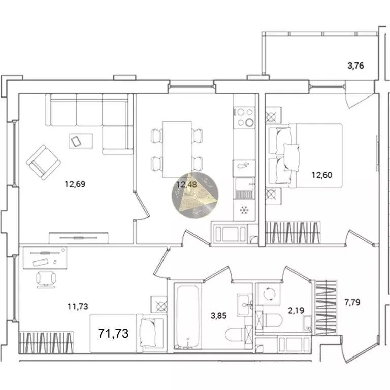 3-к кв. Санкт-Петербург ш. Суздальское, 18к4 (71.73 м) - Фото 2