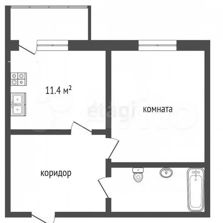 1-к. квартира, 43,6 м, 2/9 эт. - Фото 0